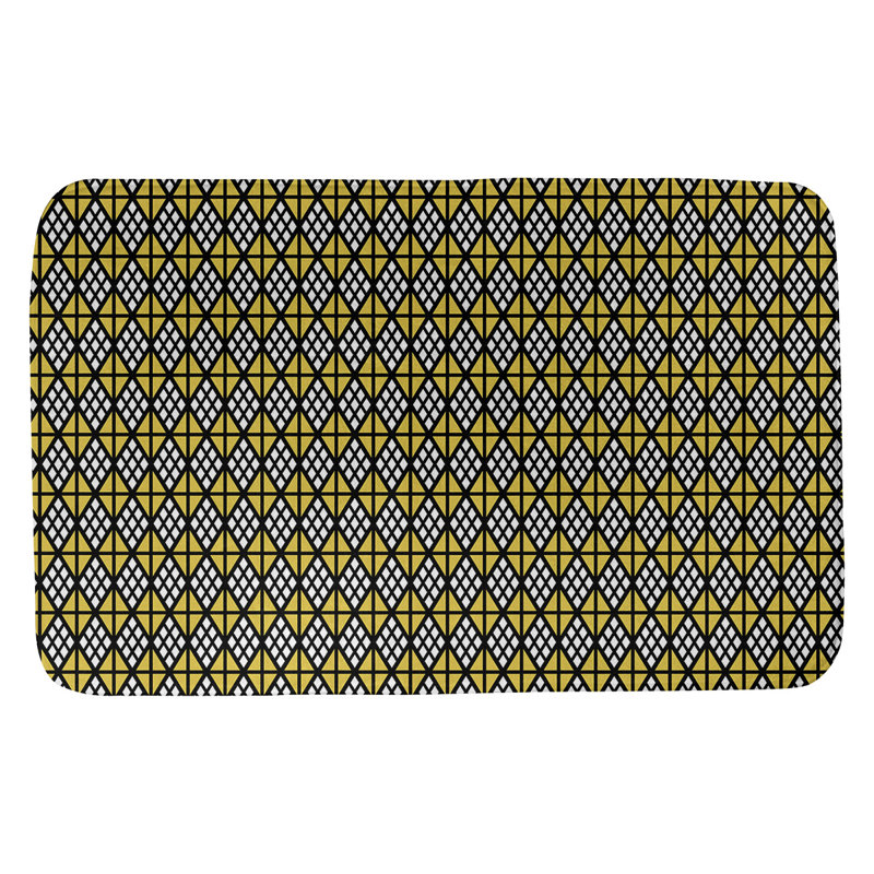 Tapis pour salle de bain diamants Leffel, l 17 po x L 24 po, Noir / Jaune