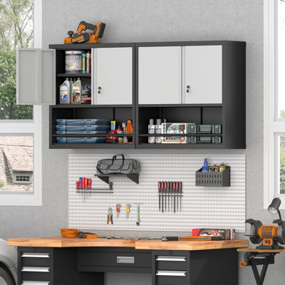 Armoire de rangement en métal avec 2 portes réglables pour garde-manger en métal