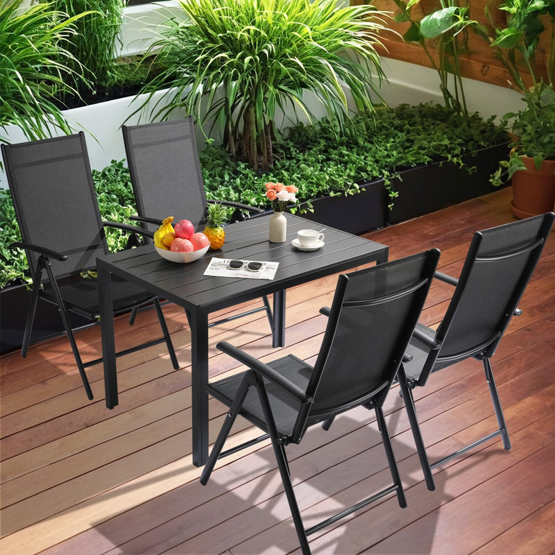 Rectangular 110Cm L Outdoor Balcony Table, Black