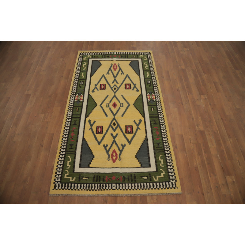 Tapis géométrique en laine Kilim
