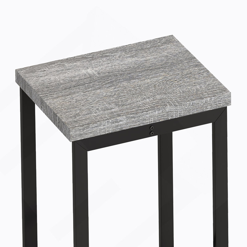 Table de salle à manger de cuisine moderne, table de pub, ensemble de table de salle à manger longue avec 3 tabourets, conception de tabouret suspendu pratique, gris et noir