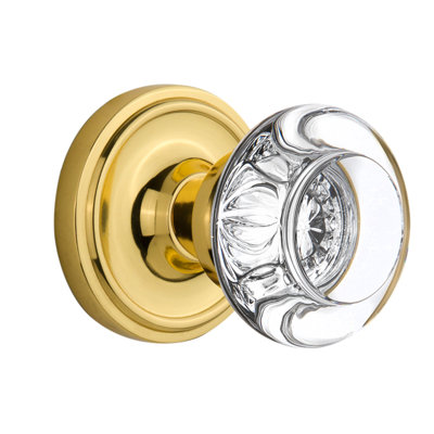 Rosette classique avec poignée de porte ronde en cristal transparent