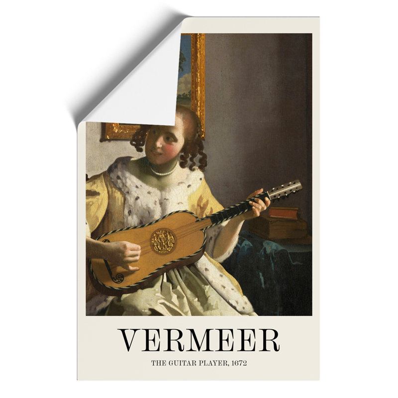 Girl Playing Instrument by Johannes Vermeer - No Frame Painting, 30cm H x 21cm W x 0.1cm D