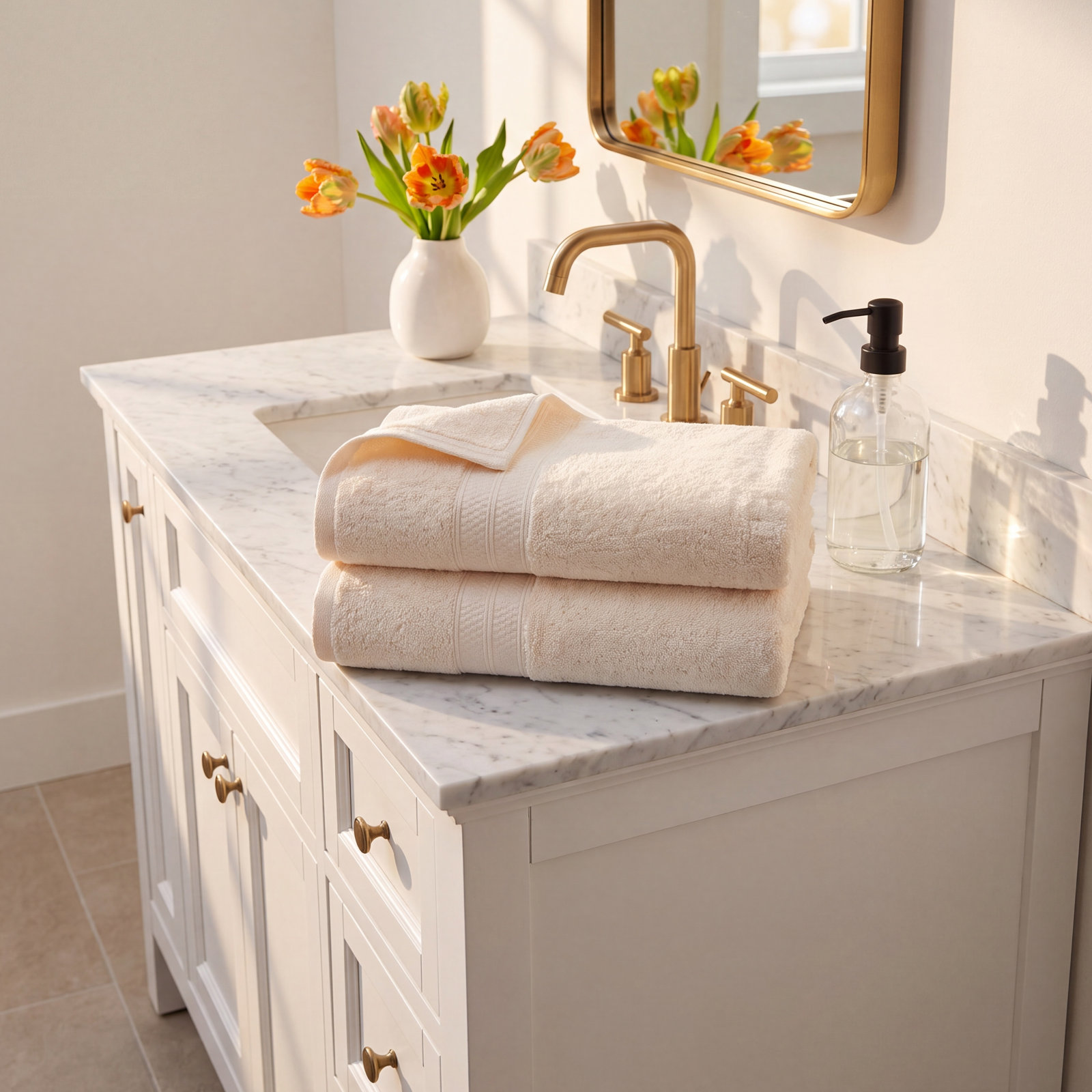 Nolhan Bamboo Cotton Bath Towel Set, Ivory