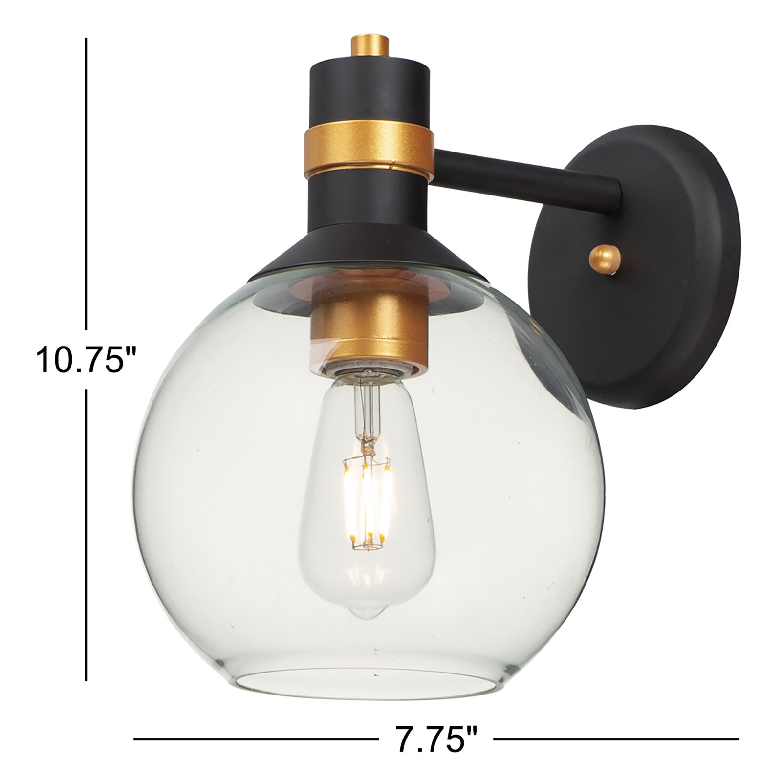 Kaly Single Light Globe Outdoor Wall Light, 10.75" H x 7.75" W x 7.75" D