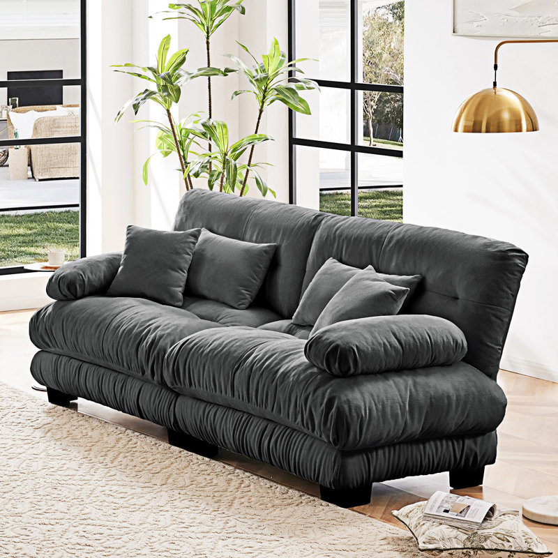 Upholstered Sofa Couchs, 35.43" H x 94.43" W x 36.03" D, Gray, 2
