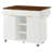 52" Fluted Kitchen Island with Drop Leaf, Power Outlet,  Kitchen Storage Cart with Adjustable Shelves, 2 Doors and 2 Drawers, Rolling Island Table with Walnut Color Top for Kitchen, White-1803482963