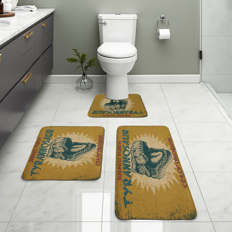  Affiche ensemble de tapis de salle de bain 3 pièces en U et tapis rectangulaires café pâle