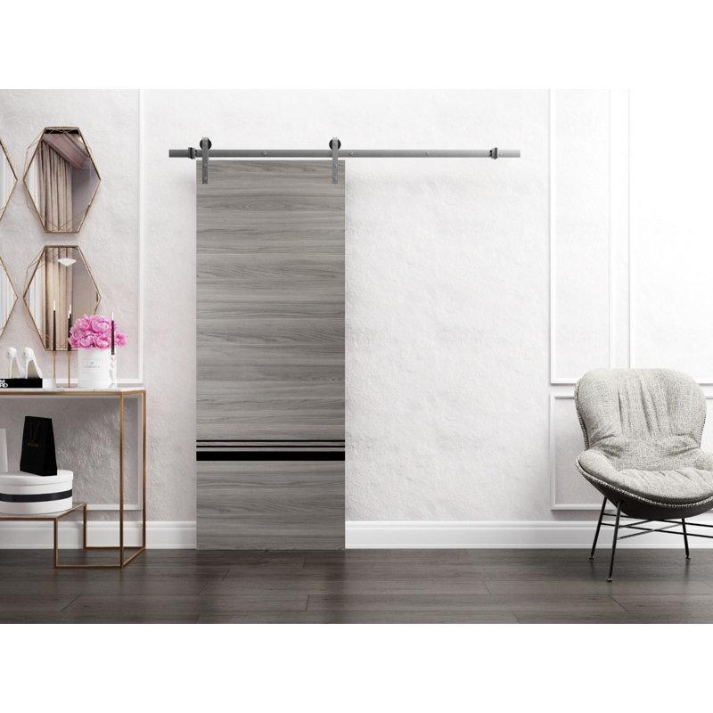 Porte de grange en bois massif massif, Frêne gingembre, 36 po x 80 po