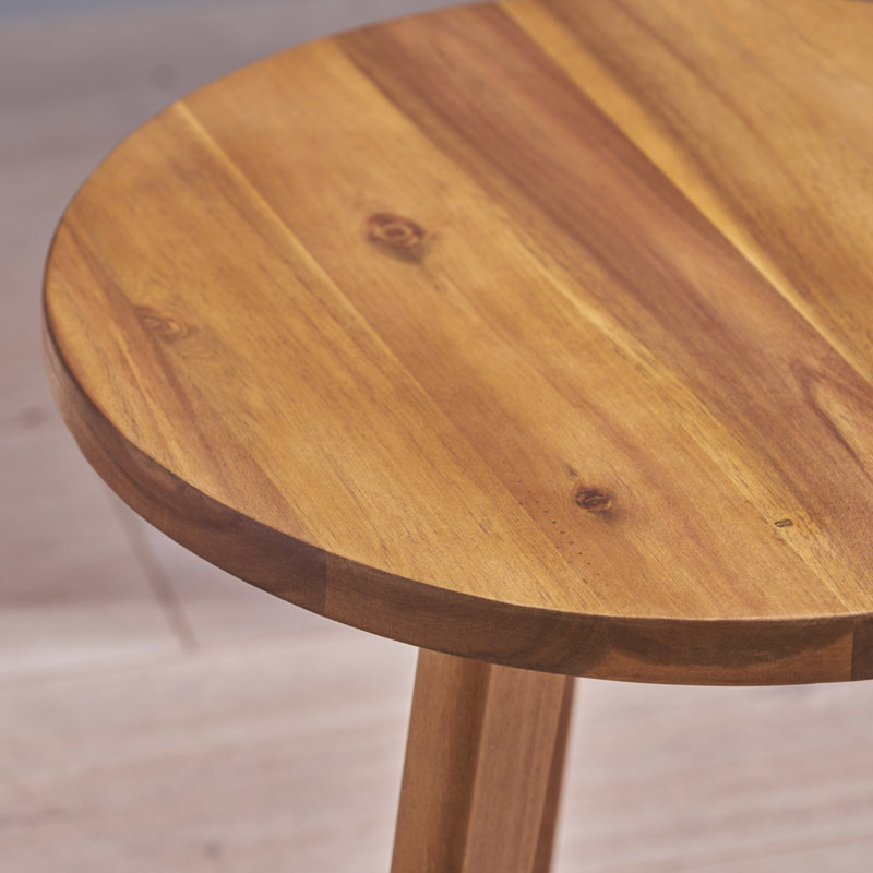Marina Solid Wood Round Side Table With Three-Leg Base