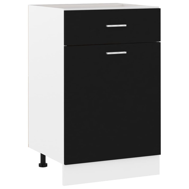 vidaXL Drawer Bottom Cabinet Lyon Black Engineered Wood 19.7 x 18.1 x 32.1 in, Black