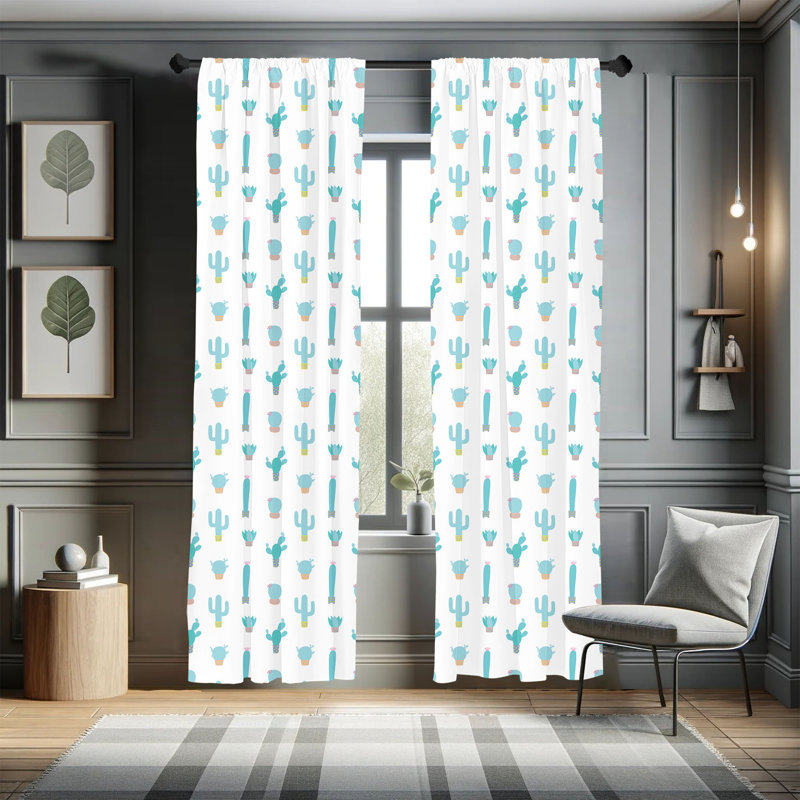 Paire de rideaux semi-transparents avec passe-tringle Plants, 28 po x 95 po
