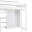 Lit mezzanine simple en bois, blanc, avec tablettes pour lit-118082493