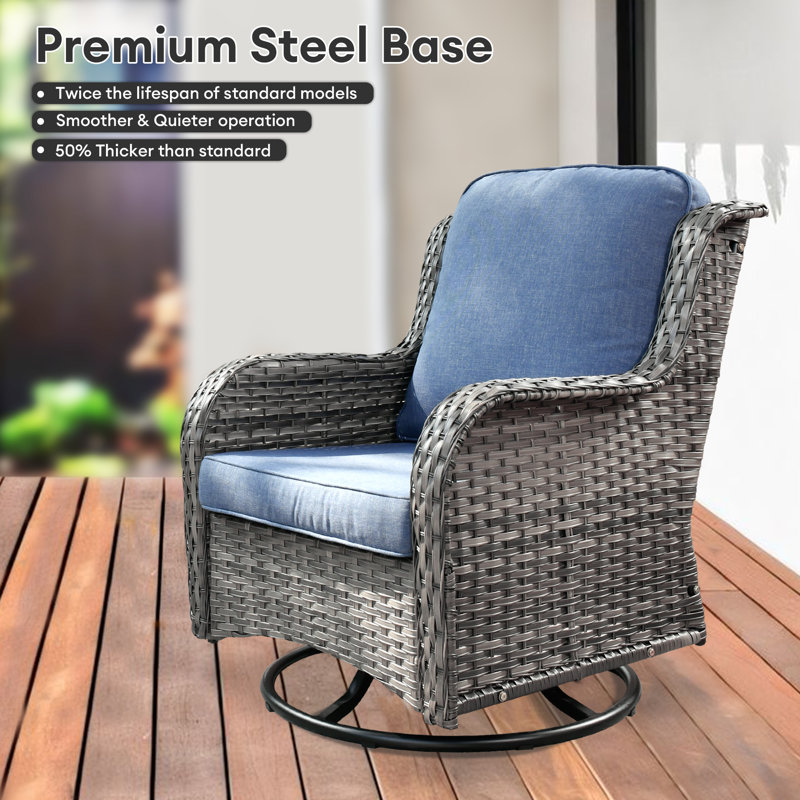 Ensemble de conversation pour 5 personnes avec coussins Keijuan, Bleu denim, gris