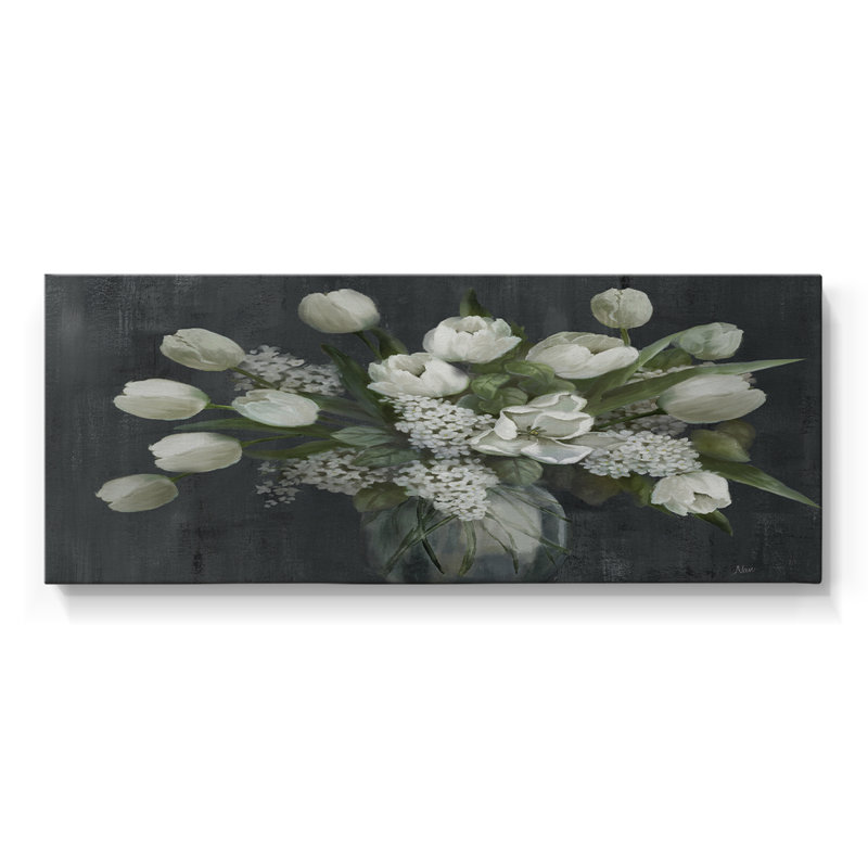 Tulipes et lilas - Toile tendue avec châssis - Prêt à accrocher, H 12 po x l 30 po