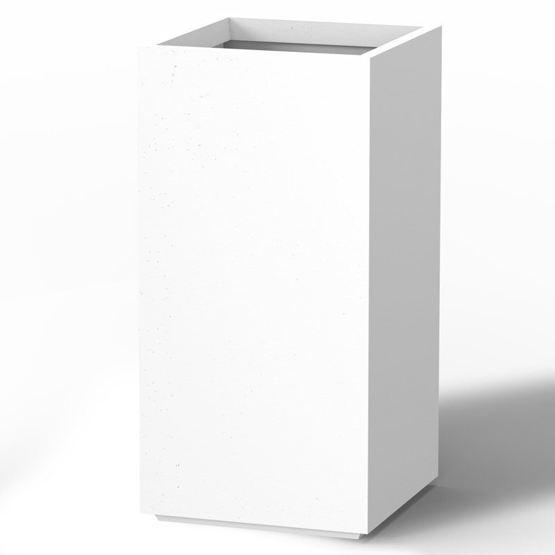 Boîte à fleurs en béton Kalil, Blanc frais, H 28 po x l 14 po x P 14 po
