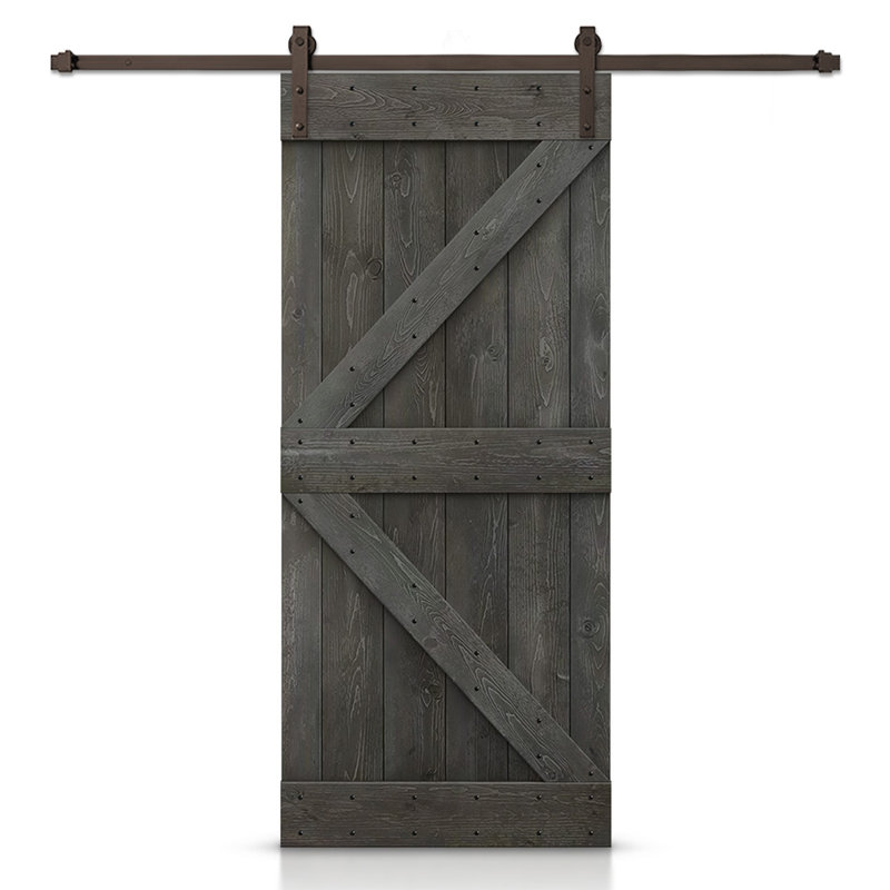 Porte de grange à panneaux K Series, Noir mat, 28 po x 84 po, Gris carbone