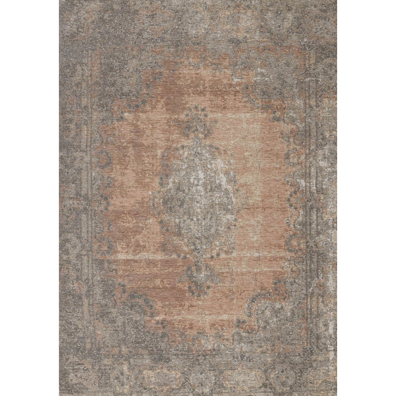 Tapis gris et rose 8 pi x 11 pi Medallion
