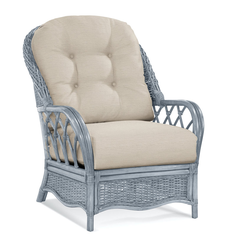  Everglade Rattan Arm Chair, Gray Sugar Performance; 0863-84, Sea Glass