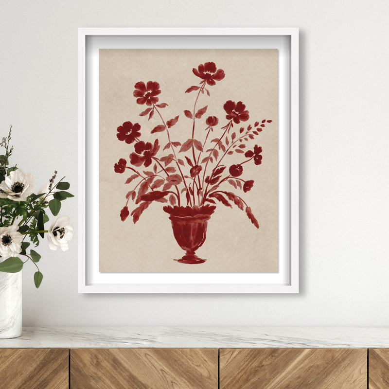 Blooming Vase Shadowbox Floral & Botanical Print by Oliver Gal, Black Frame, 16 x 20, 21.5"H x 25.5"W, White Shadowbox