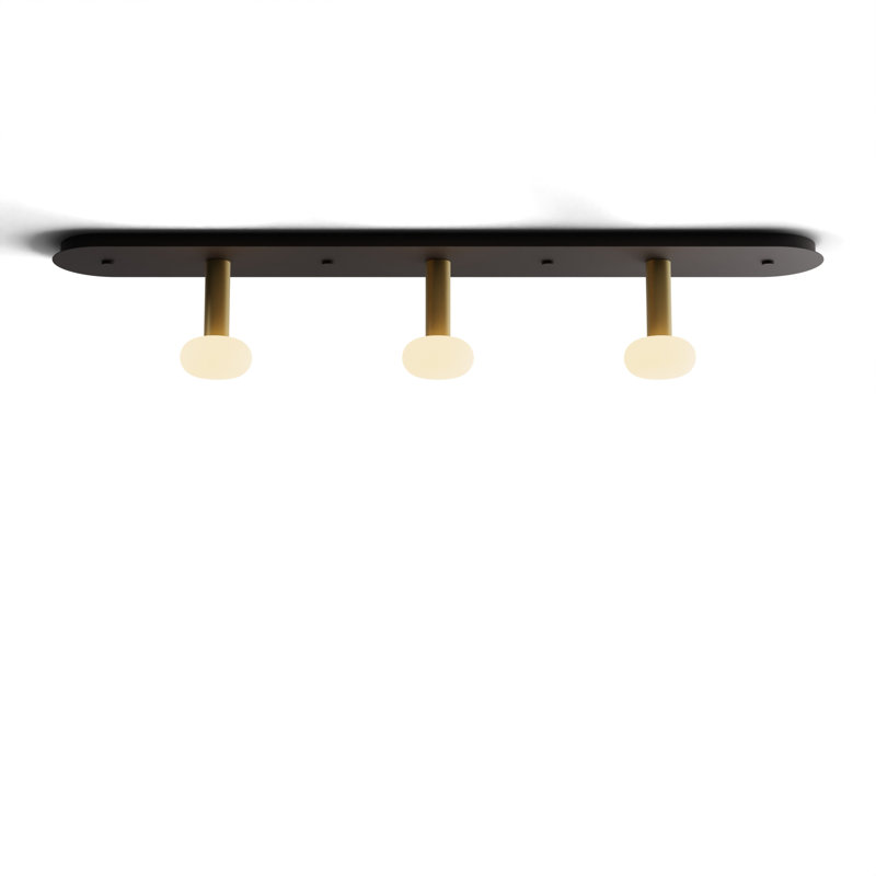 Combi Pendant 6" Linear Combo with Canopy, Glass Ball, 3, Brass
