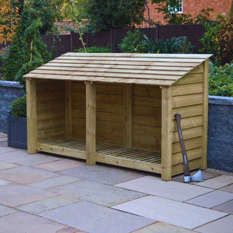 230cm W x 80cm D Solid Wood Log Store, Light Green