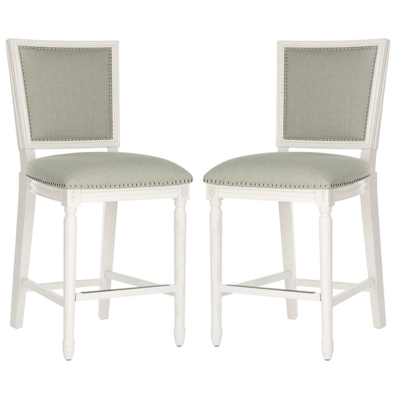 Mcspadden Upholstered Counter Stool, White, Navy