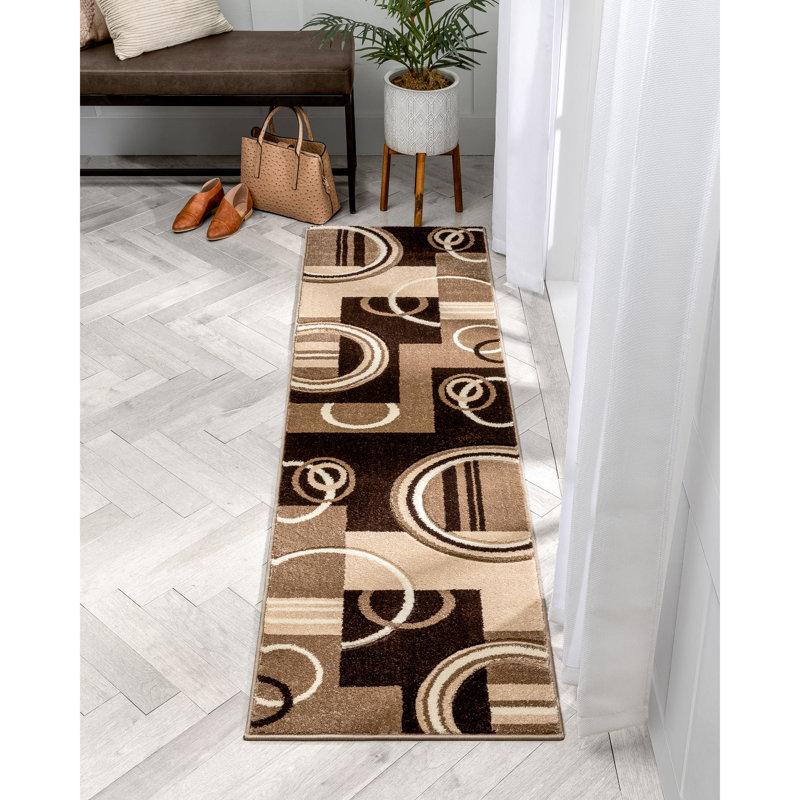 Shaliya Abstract Area Rug in Brown/Beige, Runner 2' x 7'