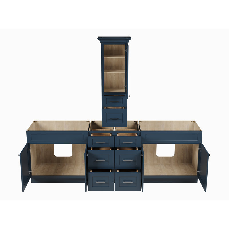 Ensemble de meuble-lavabo double 102 po avec comptoir Disar, Bleu