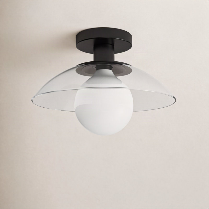 Finola Glass Semi Flush Mount, Matte Black
