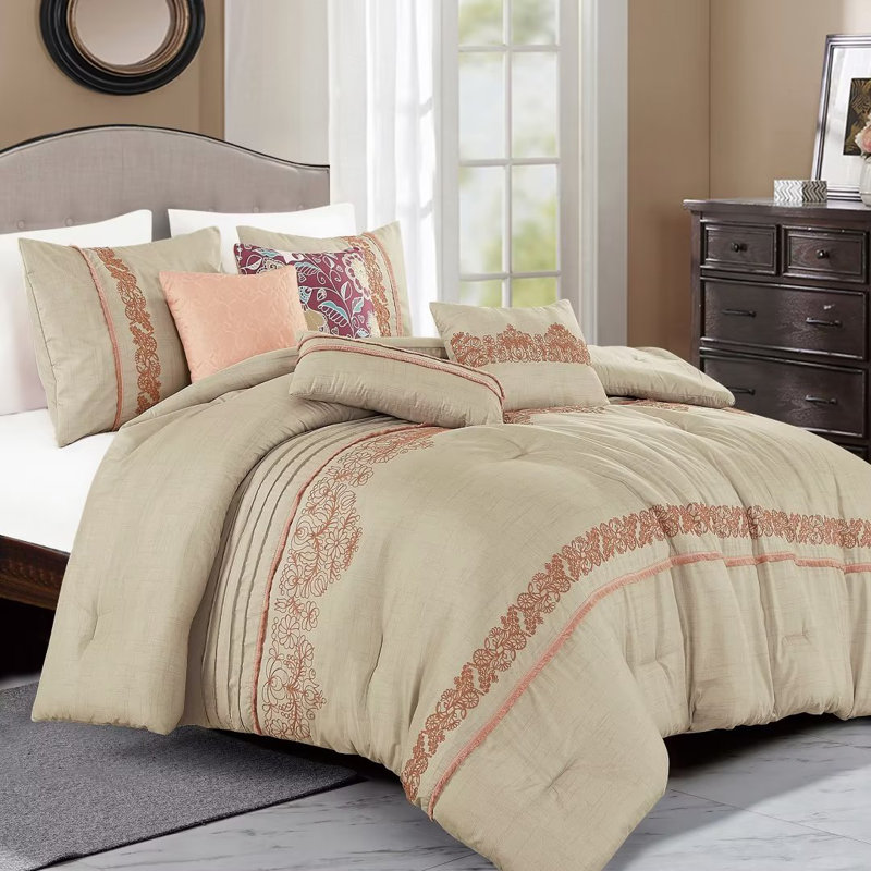 Ketifa Floral Comforter, King Comforter + 6 Additional Pieces