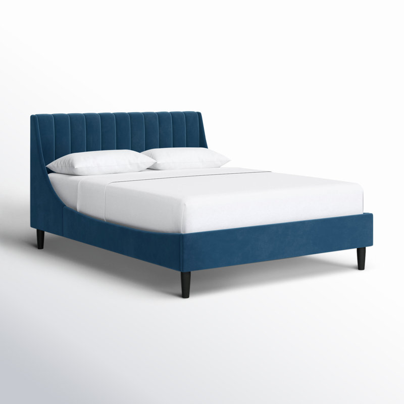 Helaina Upholstered Wingback Bed, Queen, Teal Velvet