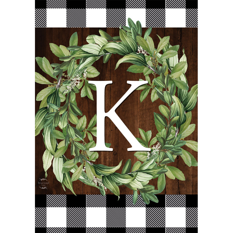 Wreath Monogram K Garden Flag