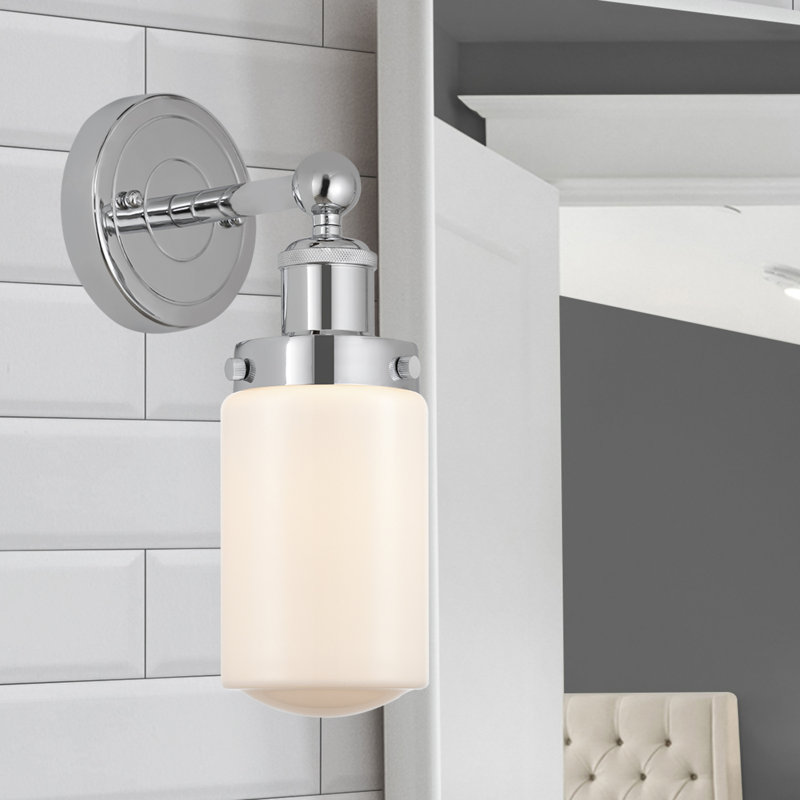 Cantril Armed Sconce, Matte White, Polished Chrome