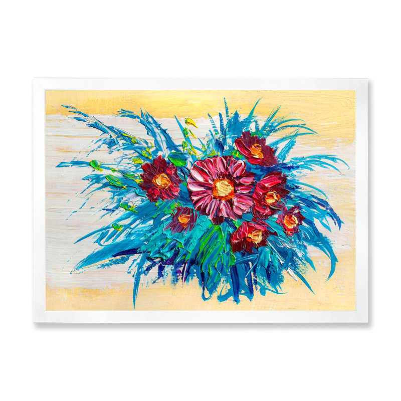 Bouquet de roses, impression sur toile traditionnelle, H 12 po x l 20 po x P 1 po, Cadre photo blanc