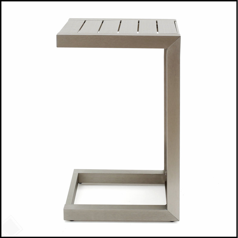 CAPE CORAL ALU C-Shaped Outdoor Side Table with Rust-Resistant Aluminum Frame and Versatile Design for Poolside or Patio Use