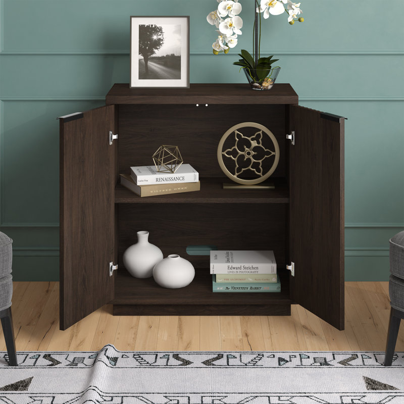 Alasha 28" Wide Rectangular Fluted Accent Cabinet, Alder Brown