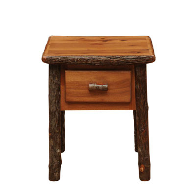 Fireside Lodge Hickory Log One Drawer End Table - Cinnamon