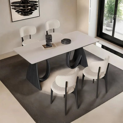 Solid wood rock plate dining table and chair set