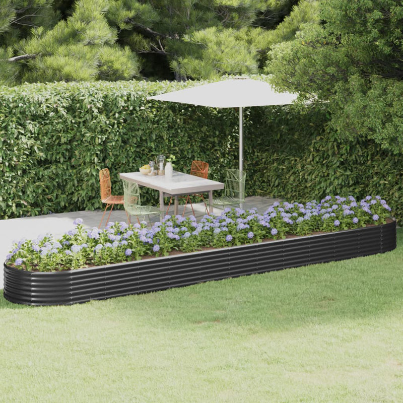 Catalapa Metal Raised Garden Bed, 14.2" H x 199.6" W x 39.4" D, Anthracite