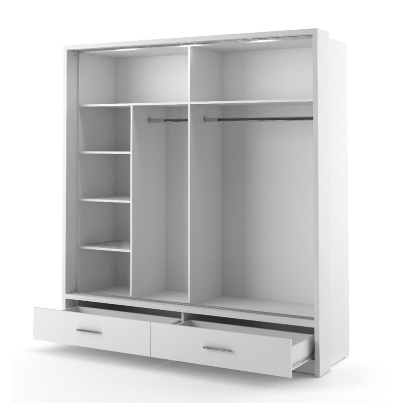 Emuel 2 Door Manufactured Wood Wardrobe, White Matte