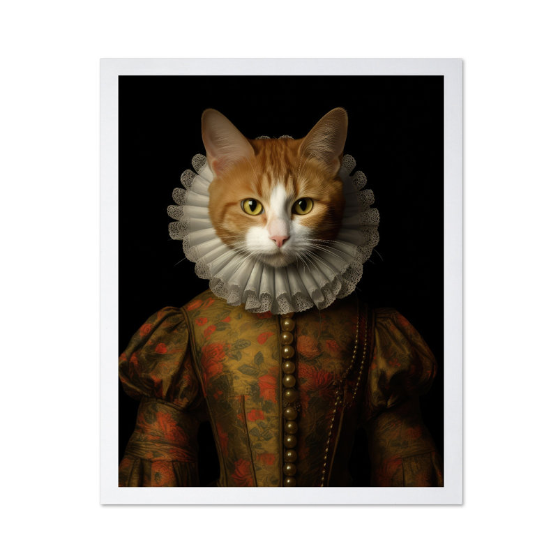 Chat de la Renaissance, Poster, White Framed, 08"H x 10"W