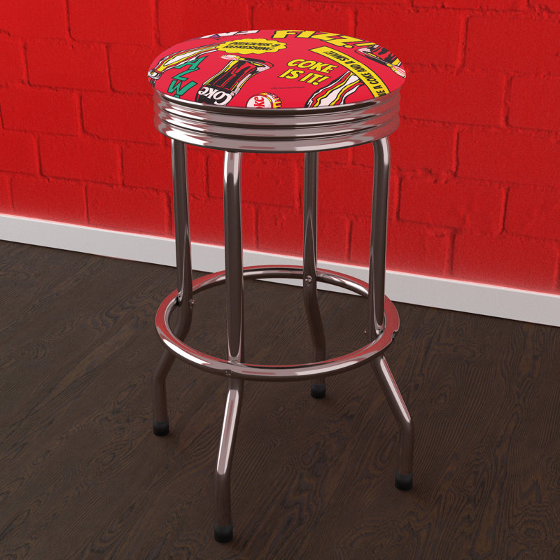 Tabouret de bar Coca-Cola, Chrome, Rouge