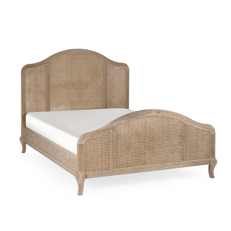 Amilda Rattan Bed Frame - Light Oak   , King (163 x 210 cm)