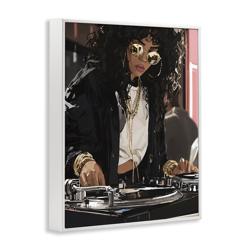 «DJ Focused On Turntables», estampe numérique, design par Franklyn Gregory, 14 x 11, Coastal White Giclee Framed