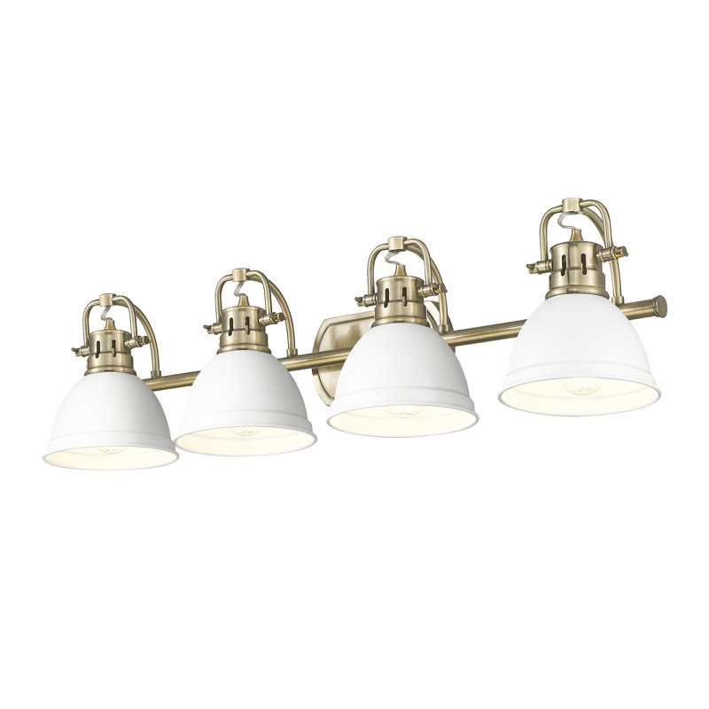 Ensemble de meuble-lavabo 4 lumières Brynnan, Blanc mat, Laiton vieilli