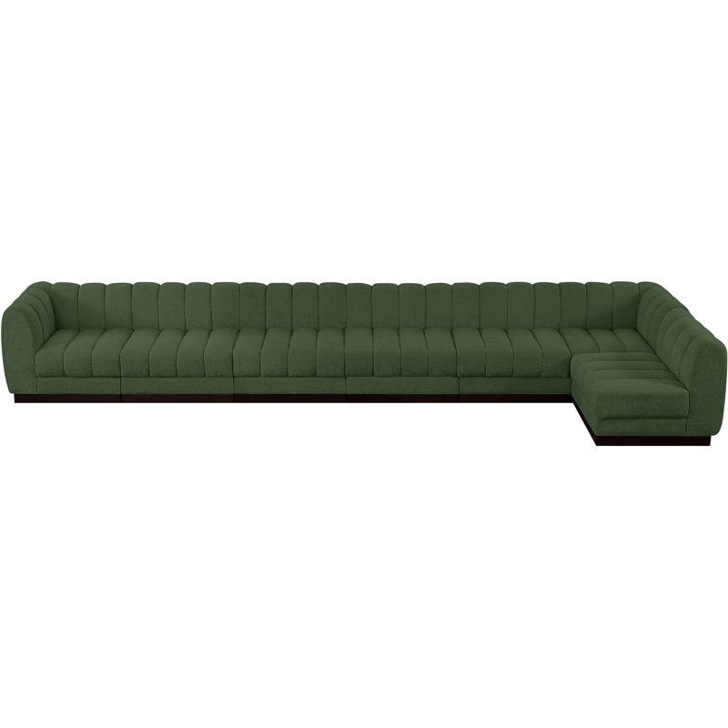 Canapé modulaire rembourré 7 pièces Quinn, Tissu chenille vert