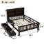 Full Platform Bed with Chalkboard, Solid Wood Platform Bed with Storage Drawers and Shelves, Childlike Fun and Space-saving Design, Espresso-1169432777
