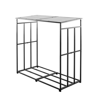 Rangement pour bois de chauffage d'une capacité de 660 lb, extérieur de 4 pi, acier galvanisé et aluminium, toit en polycarbonate pour tous - protection contre les intempéries, support extérieur pour cour avec design, capacité de 1/4 de cordon, alliage d'aluminium
