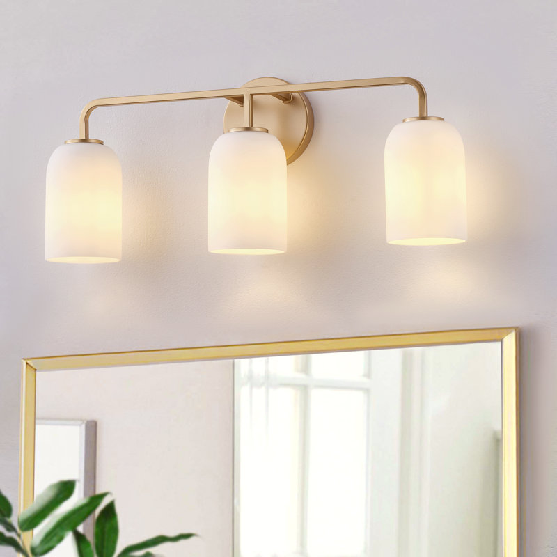 Luminaires de salle de bain dorés 3 lumières avec verre givré